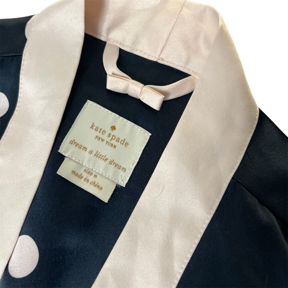 Kate Spade Polka Dot Robe Navy Blue/Pink Size Medium - Picture 3 of 8